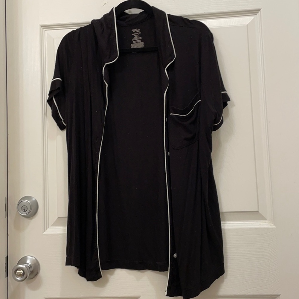 Black and white button down sleep shirt